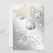 Elegant Silver New Year's Eve Party Kaart (Voorkant)