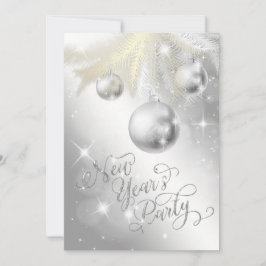 Elegant Silver New Year's Eve Party Kaart