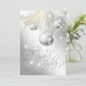 Elegant Silver New Year's Eve Party Kaart (Staand voorkant)