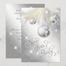 Elegant Silver New Year's Eve Party Kaart