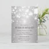 Elegant Silver New Year's Eve Party Shining Stars Kaart (Staand voorkant)