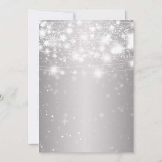 Elegant Silver New Year's Eve Party Shining Stars Kaart (Achterkant)