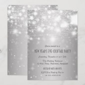 Elegant Silver New Year's Eve Party Shining Stars Kaart (Voorkant / Achterkant)