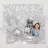 Elegant Silver Ornament kerstkaart (Voorkant / Achterkant)