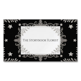 Elegant Silver Ornate Star & Leaf Black Celestial Magnetisch Visitekaartje