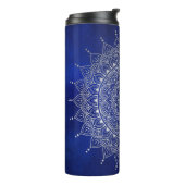 Elegant Silver over Deep Blue Floral Henna Mandala Thermosbeker (Gedraaid links)
