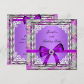 Elegant Silver Paarse Mauve Jewel Birthday Party Kaart (Voorkant / Achterkant)