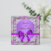 Elegant Silver Paarse Mauve Jewel Birthday Party Kaart (Staand voorkant)