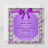 Elegant Silver Paarse Mauve Jewel Birthday Party Kaart (Achterkant)