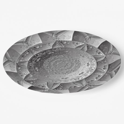 Elegant Silver Paper Borden Papieren Bordje (Gekanteld)