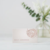 ELEGANT SILVER PEARL BLUSH PINK ROSE GOLD FLORAL VISITEKAARTJE (Staand voorkant)