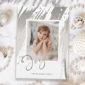 Elegant Silver-penseelstreken met joy Script-foto Drieluik Kaart
