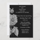 Elegant Silver Peony Black Floral Wedding Invite Kaart (Voorkant)