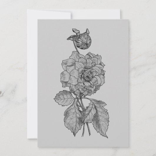 Elegant Silver Peony Flower Wedding Invite Kaart (Achterkant)