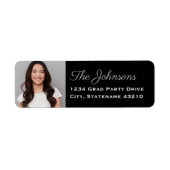 Elegant Silver Photo Afstuderen Return Address Etiket (Voorkant)