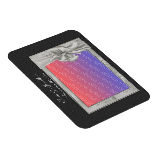 Elegant Silver Photo Frame Personalized Wedding  Magneet (Rechterzijde)