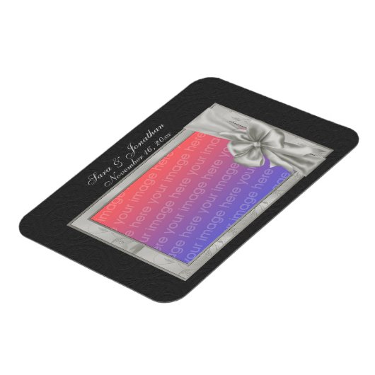 Elegant Silver Photo Frame Personalized Wedding Magneet (Linkerzijde)