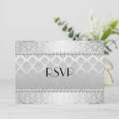 Elegant Silver Photo Wedding RSVP Kaart (Staand voorkant)