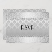 Elegant Silver Photo Wedding RSVP Kaart (Voorkant / Achterkant)