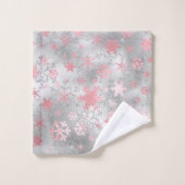 Elegant Silver Pink-kerstboomschilderpatroon Bad Handdoek (Wasdoekje)