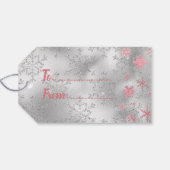 Elegant Silver Pink-kerstboomschilderpatroon Cadeaulabel (Achterkant Horizontaal)