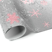 Elegant Silver Pink-kerstboomschilderpatroon Cadeaupapier (Rol Hoek)