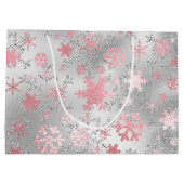 Elegant Silver Pink-kerstboomschilderpatroon Groot Cadeauzakje (Achterkant)