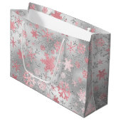Elegant Silver Pink-kerstboomschilderpatroon Groot Cadeauzakje (Voorkant Gekanteld)