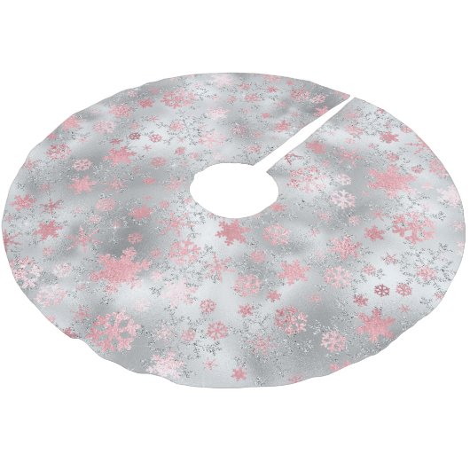 Elegant Silver Pink-kerstboomschilderpatroon Kerstboom Rok (Gekanteld)