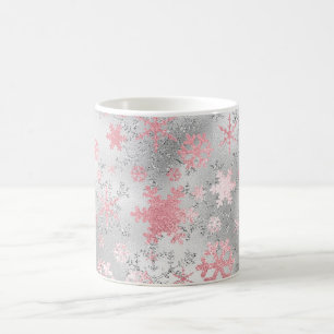 Elegant Silver Pink-kerstboomschilderpatroon Koffiemok