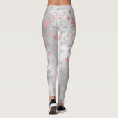 Elegant Silver Pink-kerstboomschilderpatroon Leggings (Achterkant)
