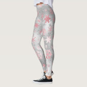 Elegant Silver Pink-kerstboomschilderpatroon Leggings (Links)