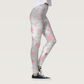 Elegant Silver Pink-kerstboomschilderpatroon Leggings (Rechts)