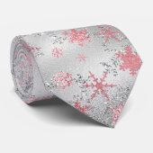 Elegant Silver Pink-kerstboomschilderpatroon Stropdas (Opgerold)