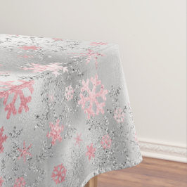 Elegant Silver Pink-kerstboomschilderpatroon Tafelkleed
