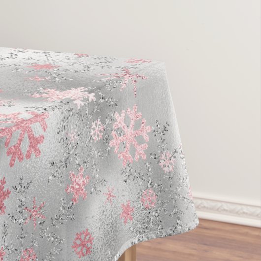 Elegant Silver Pink-kerstboomschilderpatroon Tafelkleed (Voorbeeld)