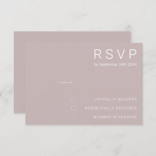Elegant Silver Pink Minimal Modern Wedding RSVP Kaart