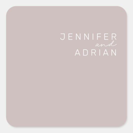 Elegant Silver Pink Minimale Moderne Envelopzegels Vierkante Sticker (Voorkant)