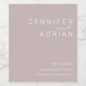 Elegant Silver Pink Minimale Wit en Rood Wijn Etiket (Enkel label)