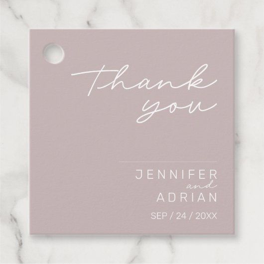 Elegant Silver PinkM Minimal Hartelijk dank Bedankjes Labels (Voorkant)