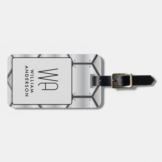 Elegant Silver plate metal hexagon background Bagagelabel (Voorkant horizontaal)