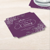 Elegant Silver & Plum Don't Take My Drink Wedding Kartonnen Onderzetters (Gekanteld)
