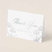 Elegant Silver Poppies Sympathie Hartelijk dank Folie Kaarten (Voorkant)