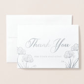 Elegant Silver Poppies Sympathie Hartelijk dank Folie Kaarten (Voorkant met envelop)