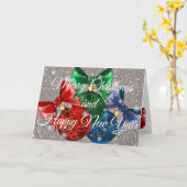 Elegant Silver Prettige feestdagen Kaart (Gele Bloem)