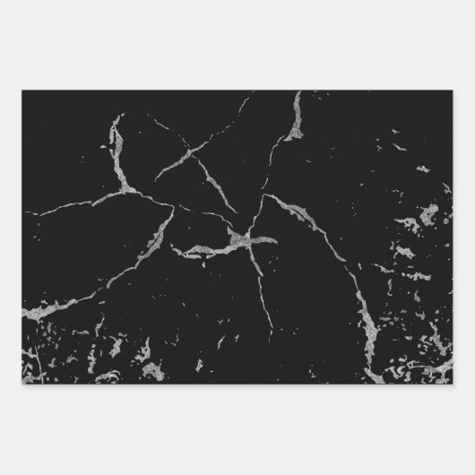 Elegant Silver Printed Splashes Streaks Pattern Inpakpapier Vel (Voorkant 2)