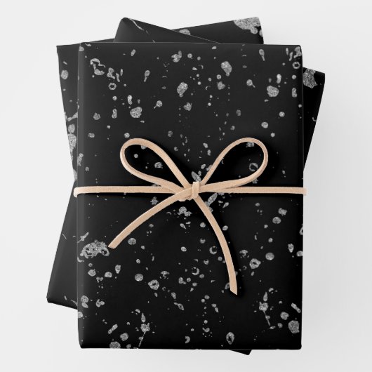 Elegant Silver Printed Splashes Streaks Pattern Inpakpapier Vel (In situ)