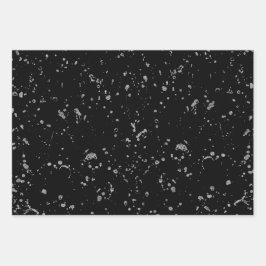 Elegant Silver Printed Splashes Streaks Pattern Inpakpapier Vel