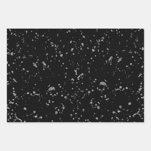 Elegant Silver Printed Splashes Streaks Pattern Inpakpapier Vel (Voorkant)