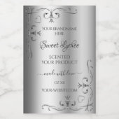 Elegant Silver Product Labels - hoek grens Voedselcontainer Etiket (Enkel label)
